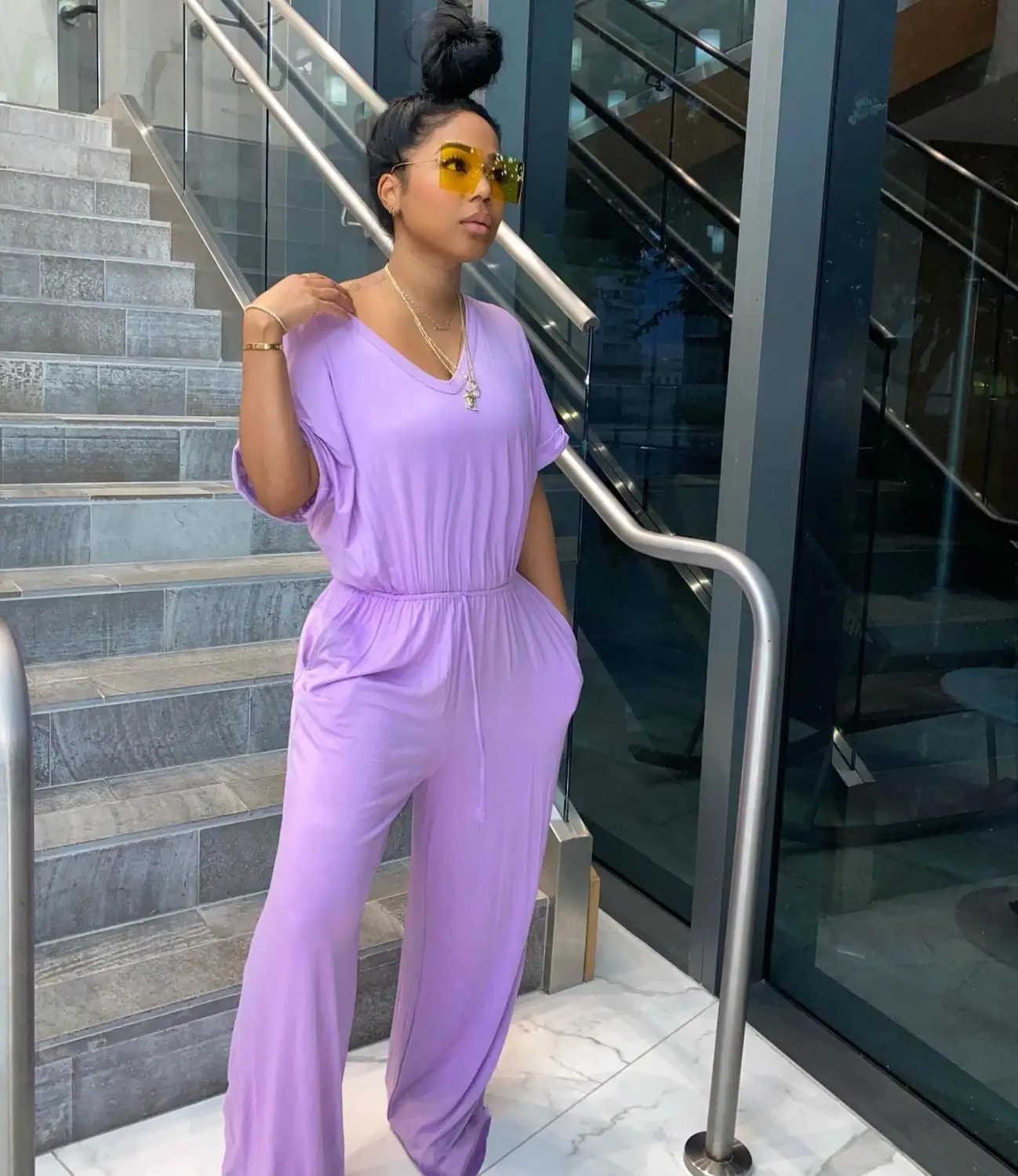 

casual loose solid color jumpsuit one piece jumpsuit women Outfits rompers jumpsuit