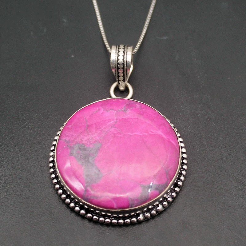 Винтажное колье с круглым кулоном из стерлингового серебра 925 пробы 2 дюйма 1/4 H325 |