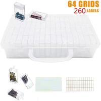 new 64 grids diamond embroidery boxjewelry drill storage boxdiamond painting storage containers with 260 pcs stickers label