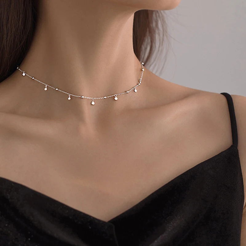 

VINY Tassel Real 925 Sterling Silver Necklace For Women 2021 Trend Naszyjnik Bijoux Femme Choker Necklace Collares Bijoux Collar