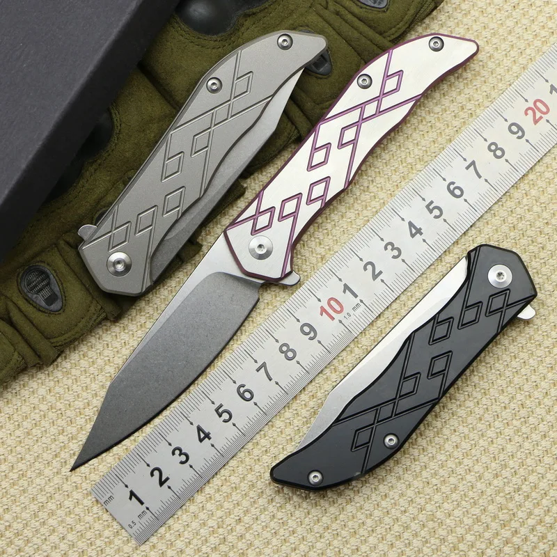 

CH folding knife D2 steel titanium handle knife portable folding knife fruit cutting machine outdoor camping tool supplies EDC