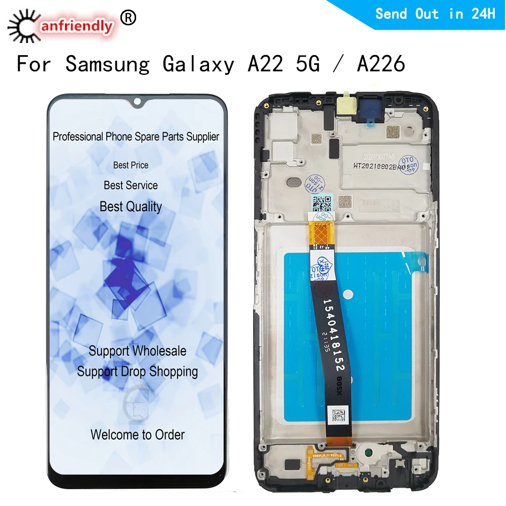 

6.6" LCD For Samsung Galaxy A22 5G 2021 SM-A226B A226B/DS A226B/DSN LCD Display Screen Touch Panel Digitizer With Frame Assembly