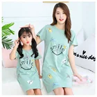 Детская летняя ночная рубашка для девочек, одежда, ночная рубашка с рисунком улыбки, детская одежда, пижама с коротким рукавом, Платье женское