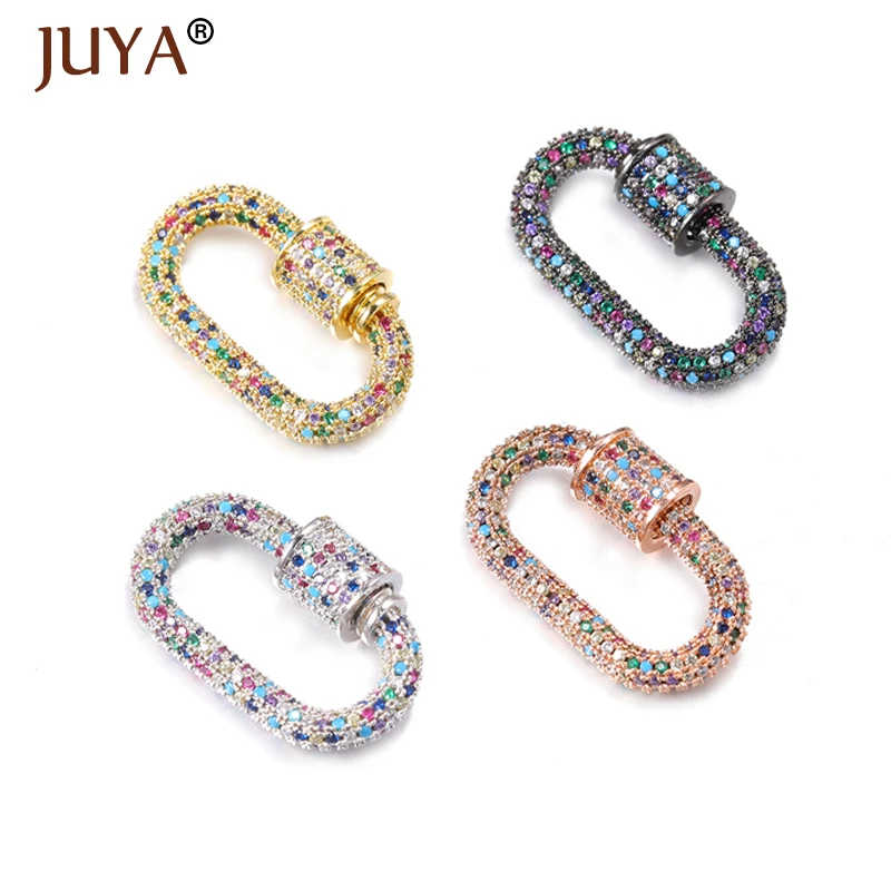 

Juya Trendy Lock Hook Spiral Clasp Fastener Screw Clasps Crystal Zircon Accessories for Luxury Jewelry Making DIY Woman Necklace