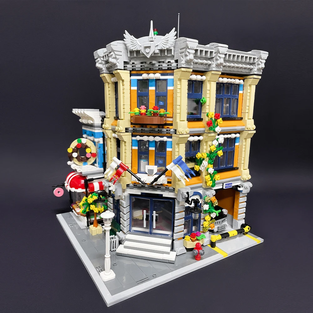

JIESTAR Creative Expert Street View Police Station Moc Bricks Moduler House Building Blocks Model Toys Gifts 89134 Corner Cafe