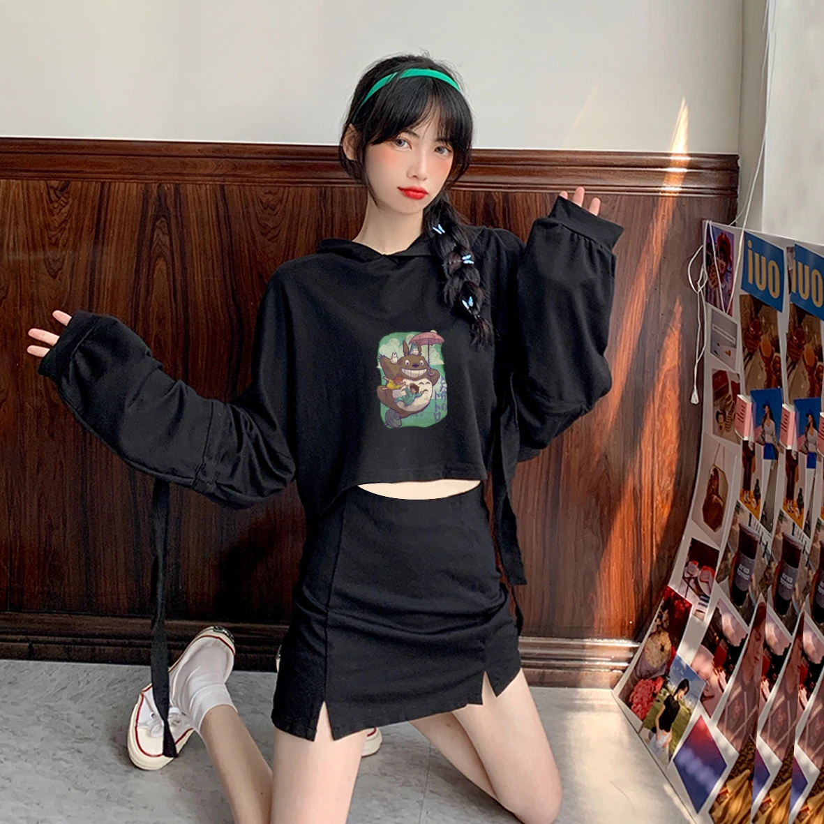 

Hayao Miyazaki My Neighbor Totoro Studio Harajuku Kawaii Women's Hoodie Cartoon Hoodie Cute Anime Women's Long Sleeve Pullover