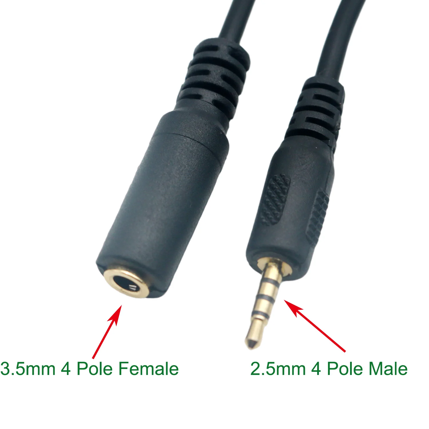 

10pcs 6 inch 4-Pole 2.5mm Male to 3.5mm Female Gold Stereo Converter Headphone Mic Extension Audio Adapter Cable Cord