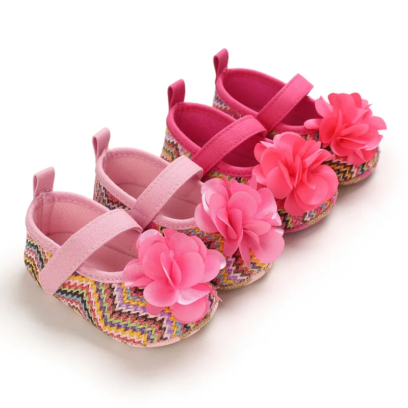 

2021 Spring New Baby Girls Rose Red Flower Princess Shoes Soft Sole Infant First Walkers Toddler Crib Shoes 11cm 12cm 13cm