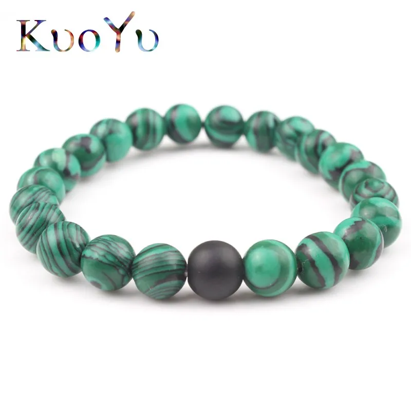 8 мм натуральный камень браслет Пара классический черный матовый оникс зелёные