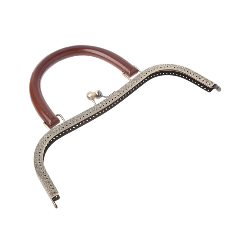 

Square Round Wood Metal Frame Kiss Clasp For Handle Bag Purse Accessories DIY 23GE