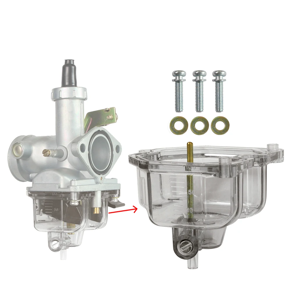 

Мотоциклетный карбюратор с прозрачным дном, прозрачная масляная чашка, подходит для TMX125 150 200 PZ CG NXR TITAN FAN Fload Chamber 26 мм ~ 32 мм