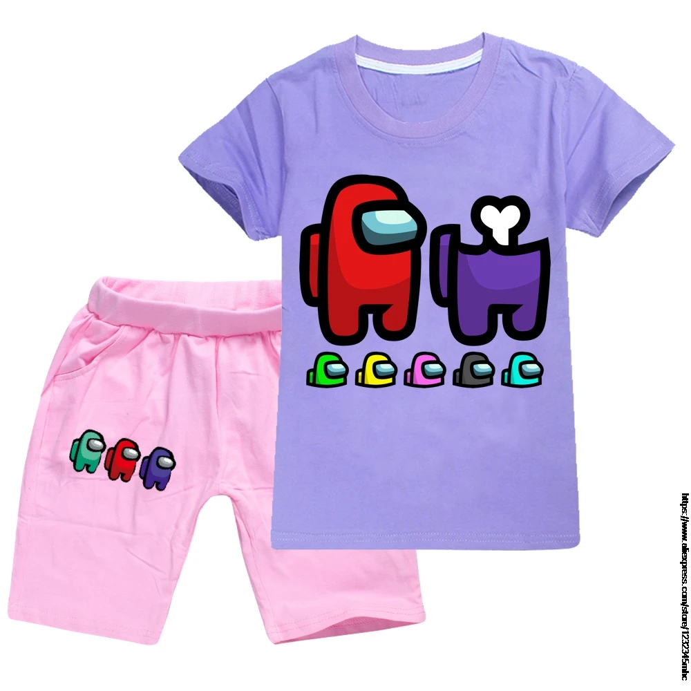 Children Clothing Sets Summer Girls Game Among Us T Shirt Kids Clothes Sport Casual Toddler Baby 2 Pcs Suits |