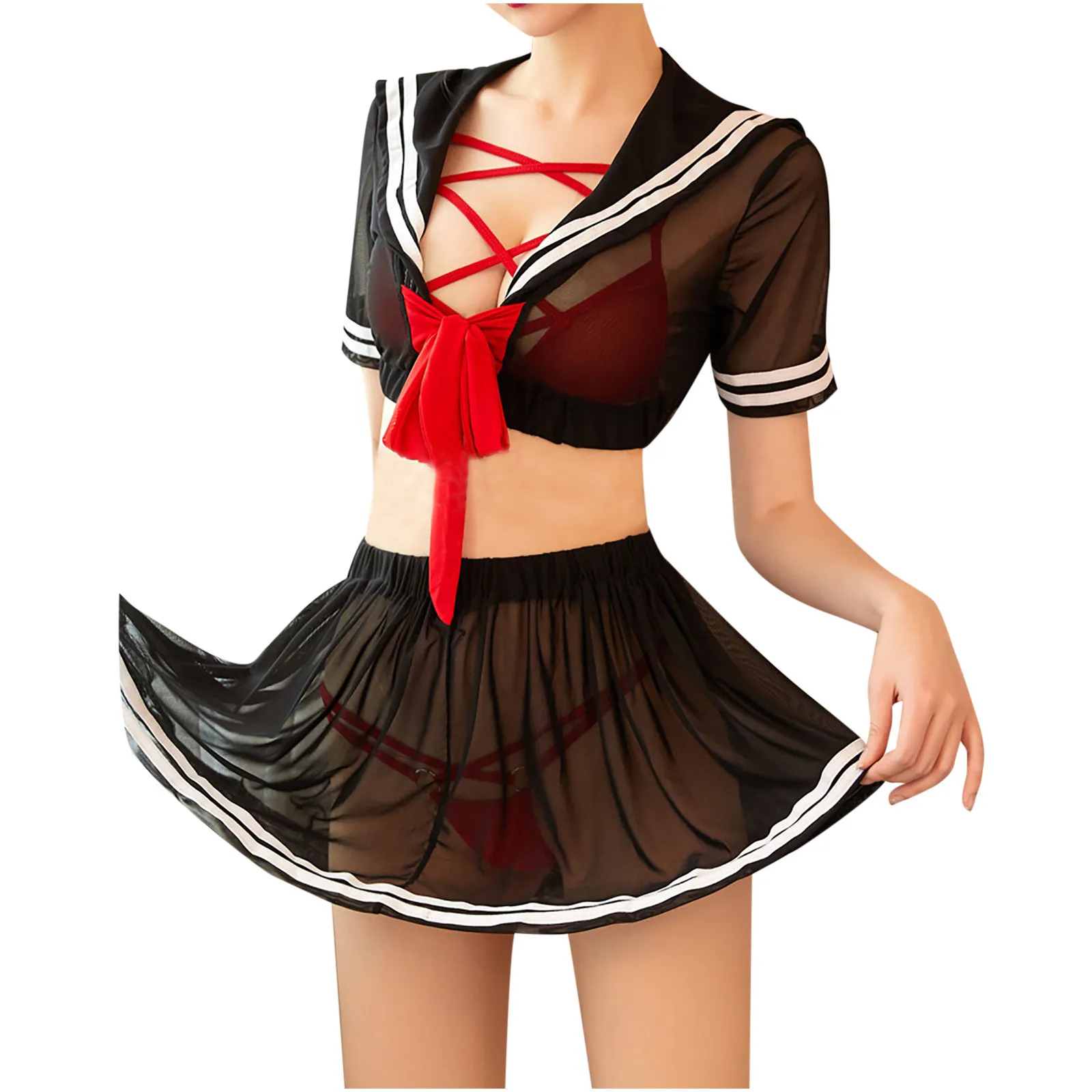 

Women Student Uniform Sexy Lingerie Mesh Underwear Babydoll Fashion Ladies Perpective Passion School Girl Uniform Erotic Costume