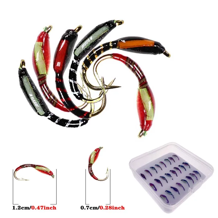 

24Pcs Multiple Color Epoxy Midge Buzzer Nymph Fly Trout Fishing Lure Bait Insect UV Hegene Flies