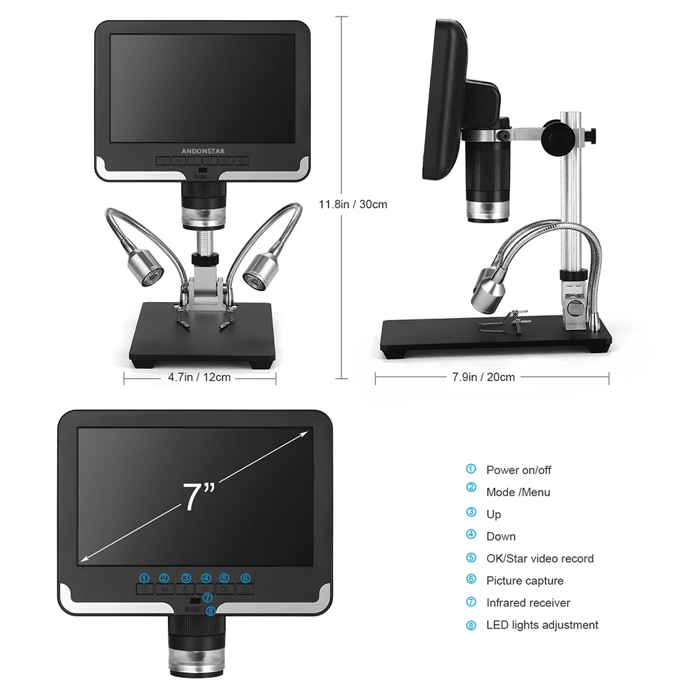 Andonstar Hot Digital Microscope For Soldering AD206 1080P Phone Watch Repairing SMD/SMT Black &amp White | Инструменты