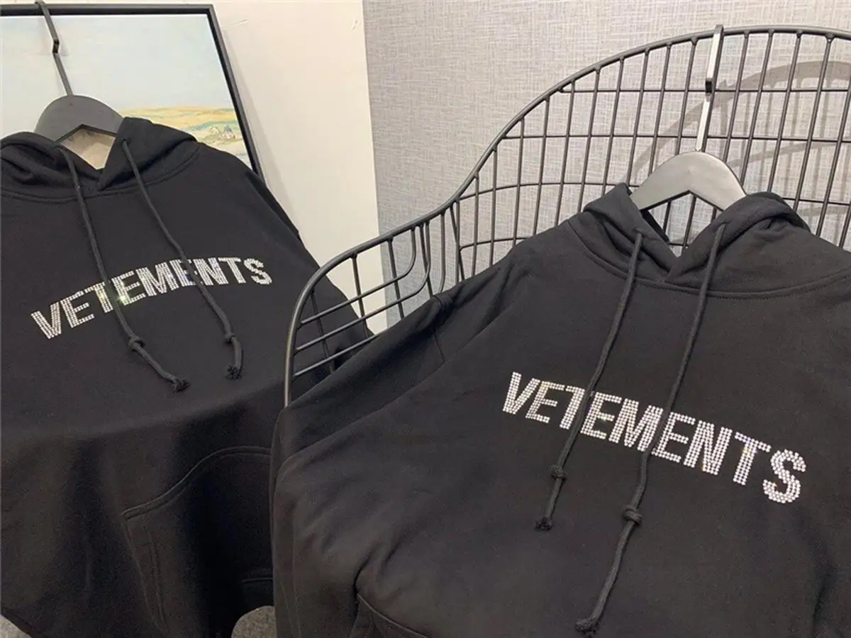 

Flash Drilling Logo Vetements Hoodie Hoody Men Women VTM Sweatshirts VETEMENTS Pullover With Tag