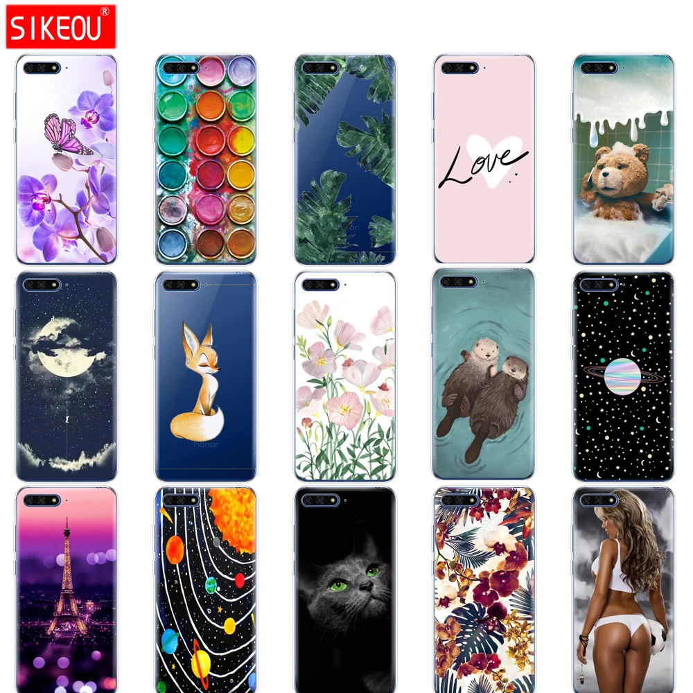 Силиконовый чехол для телефона Huawei Y6 2018 5 7 дюйма цветной мягкие силиконовые чехлы