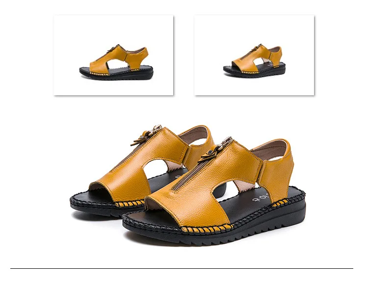 

GKTINOO Women's Sandals Summer Genuine Leather Ladies Shoe Sandals Women Flat Heels Female Shoes