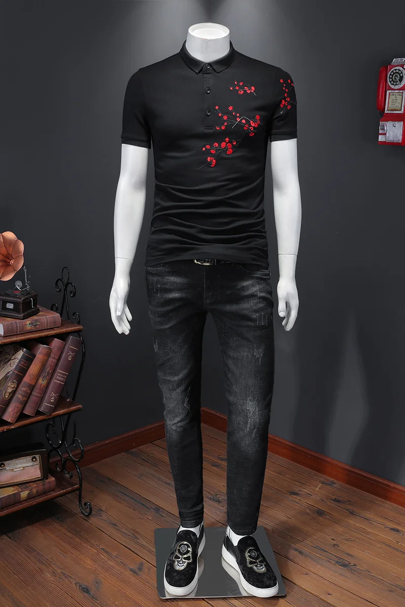 Мужская футболка-поло с отложным воротником летняя футболка коротким рукавом и