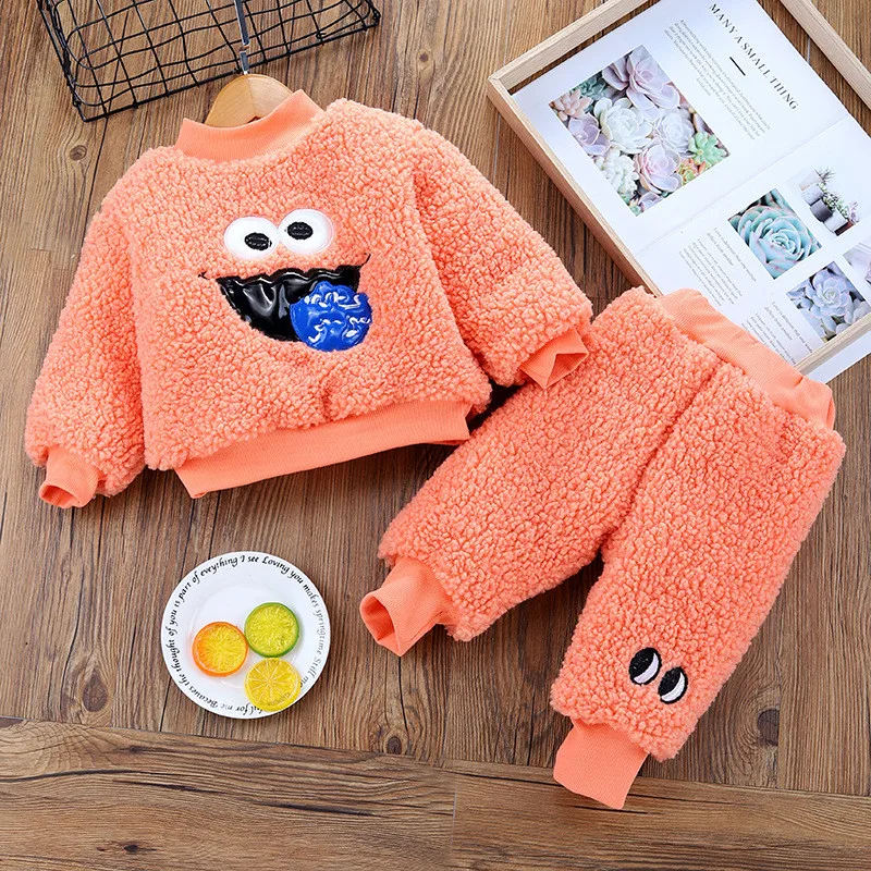 

2121 Cartoons Newborn Baby Clothing Sets Winter Thick warm Boys and Girls Long Sleeve Tops +Pants 2pcs Suit Children Clothes Set