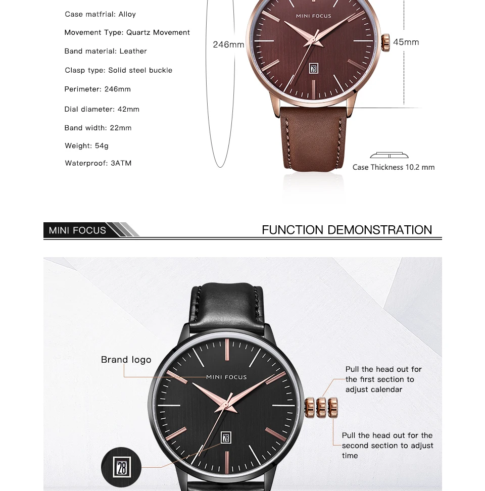 Мини-фокус модные Reloj кожаные кварцевые часы повседневные мужские s часы люксовый бренд минималистичный серебряный корпус мужские Дата водонепроницаемые часы