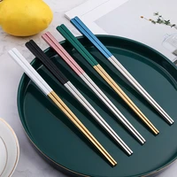 5 pairs portugal same style gold plated multicolor 304 stainless steel black gold white gold square chopsticks