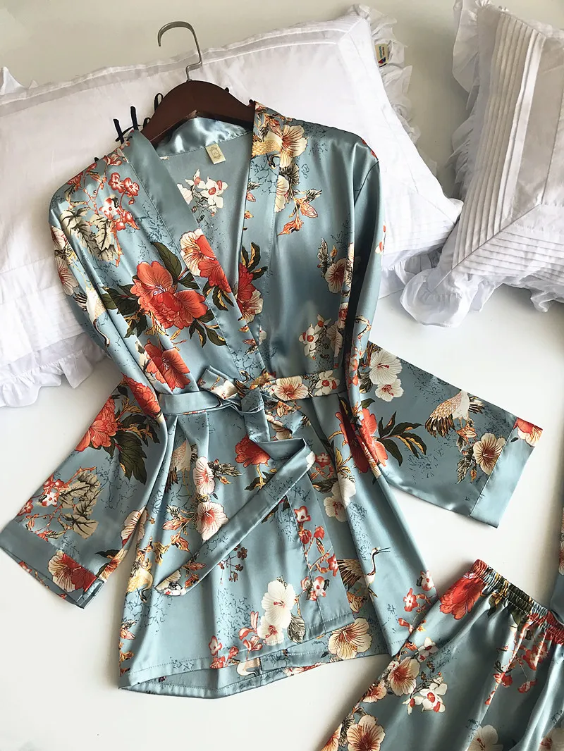 Комплект пижамный Женский шелк цвет в ассортименте M L XL XXL 3 шт./компл.|Комплекты