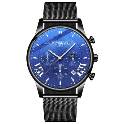 

KIMSDUN New fashion Men's Watch Top Luxury Brand 24 Hours Sun Moon Star Chronograph Mens Business Watches relogio masculino