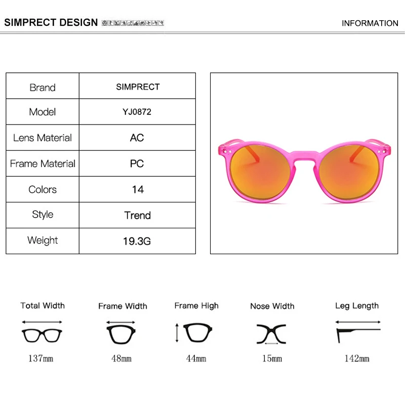 Женские круглые солнцезащитные очки SIMPRECT 2021 UV400 Ретро стиль винтажные зеркальные