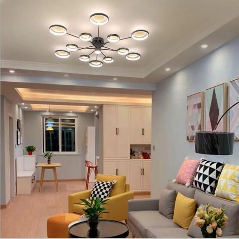 

Restaurant LED Pendant Lights 6 Heads Dining Room Kitchen Lamp Suspension Luminaire Modern Pendant Lamp Nordic Hanging Lamp