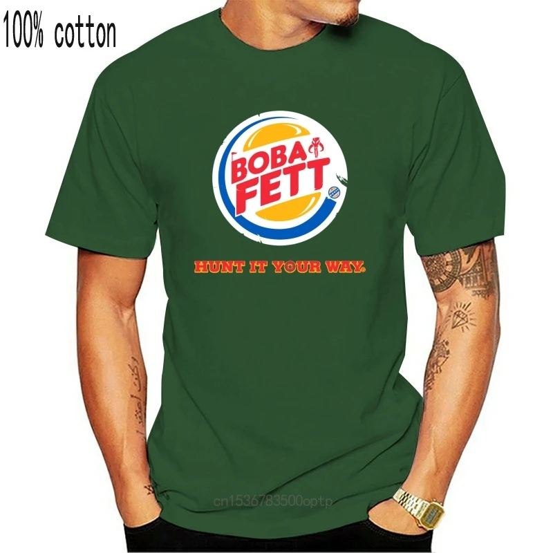 

Men T Shirt Boba Fett t-shirt parody green burger king tshirts Women T-Shirt