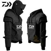 daiwa outdoor fishing jackets 2021 autumn and winter new solid color mens retro elbow pads drawstring mask knight sweater