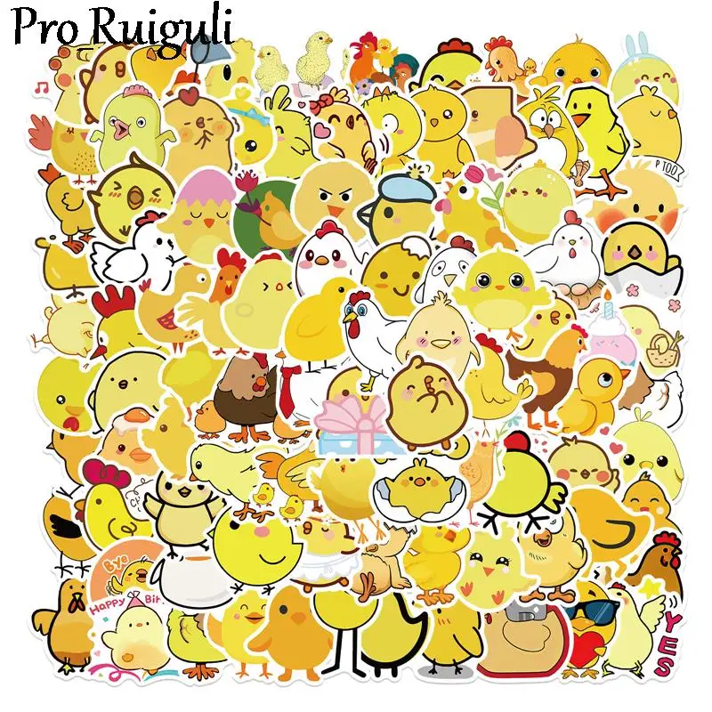 

100pcs Lovely Little Yellow Chicken Cartoon Cartoon Animation Sticker ForComputer Motorcycle Skateboard Guitar Toy Game Machine