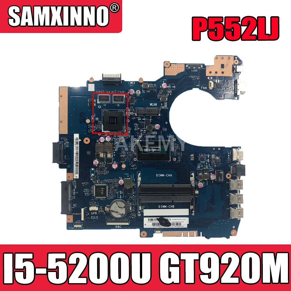 

Akemy P552LA_LJ материнская плата для ноутбука ASUS P552LA P552LJ P552L P552 протестированный Оригинал материнская плата I5-5200U GT920M