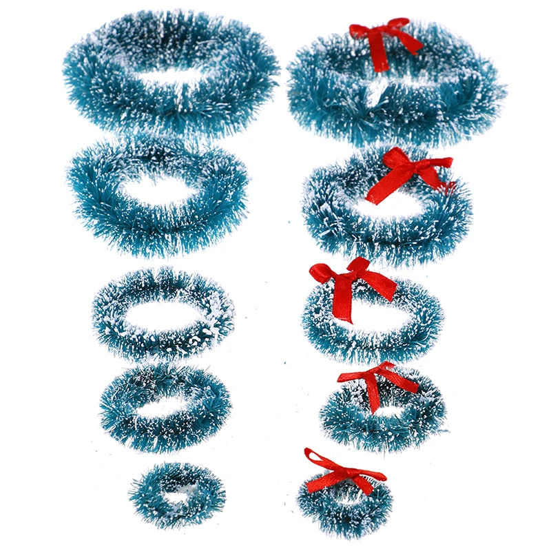 

5Pcs/lot 1:12 Scale Dollhouse Mini Miniature Christmas Wreath Garland Christmas Ornaments Xmas Decor