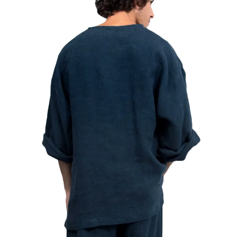 Мужская Повседневная пляжная рубашка в китайском стиле однотонный топ с