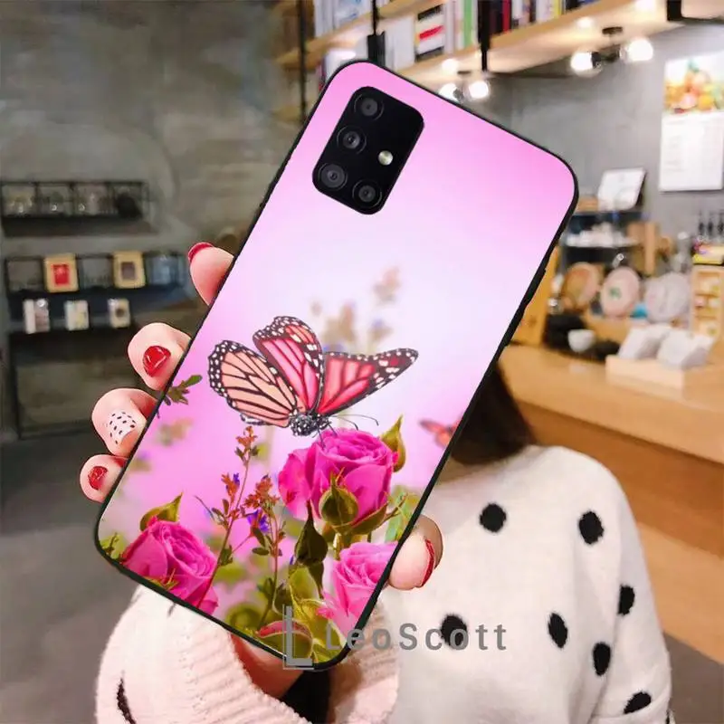 

Butterfly flower Phone Case For Samsung A51 A52 A71 A50 A12 A21S S8 S9 S10 S20 S21 Plus Fe Ultra