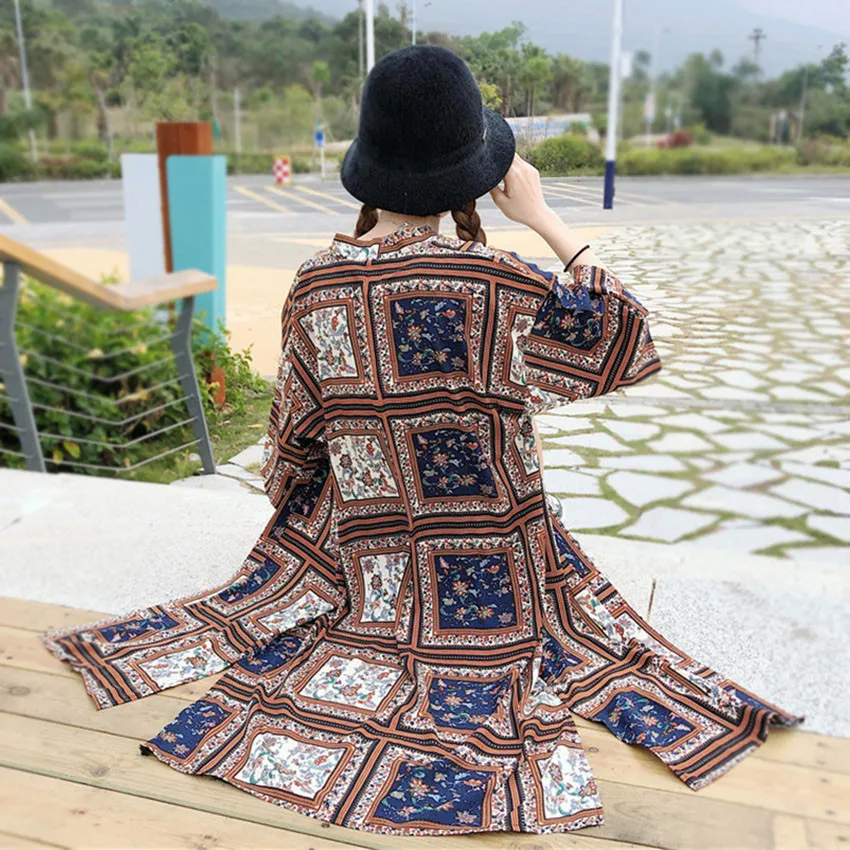 Летний пляжный кардиган Kimonos Mujer для влюбленных Винтажный Длинный в стиле бохо