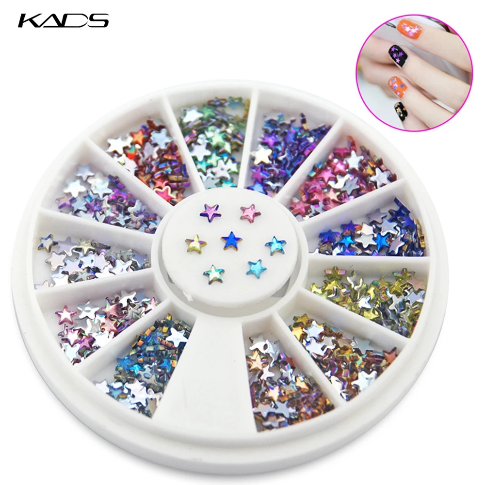 НОВЫЙ AB 3 мм Звезда Радуга Цвет Акриловый маникюр Плоской назад Горный Хрусталь