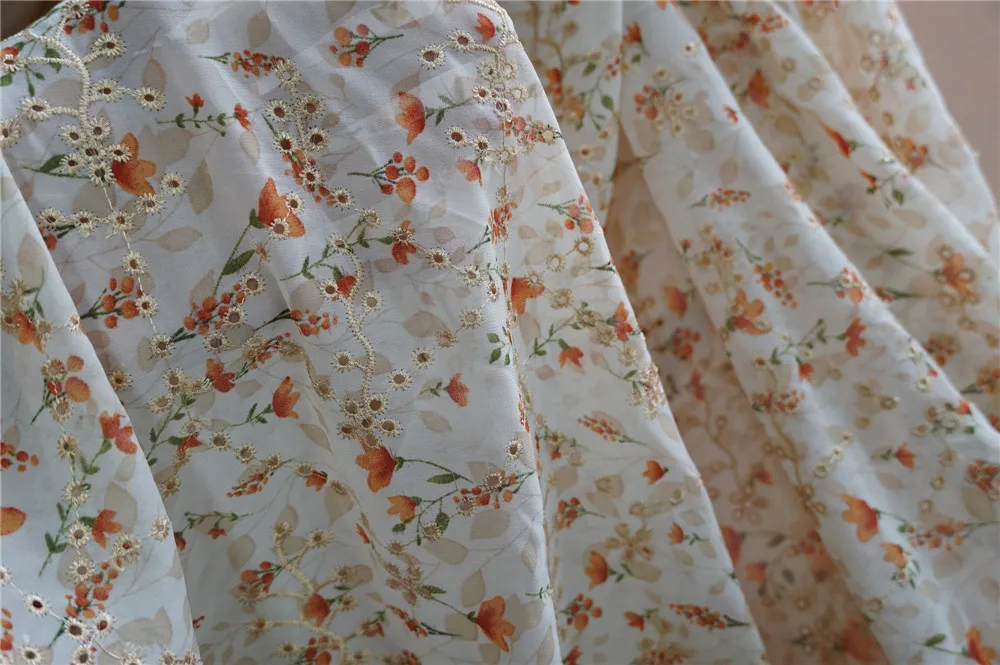 Новинка 2020 шифоновая ткань весна-лето с принтом Высококачественная оранжевая