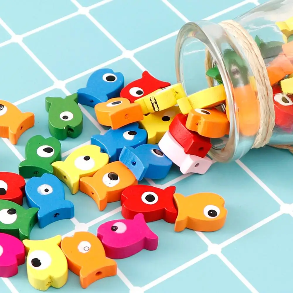 25 шт. милые Мультяшные рыбки яркие деревянные бусины для изготовления ювелирных