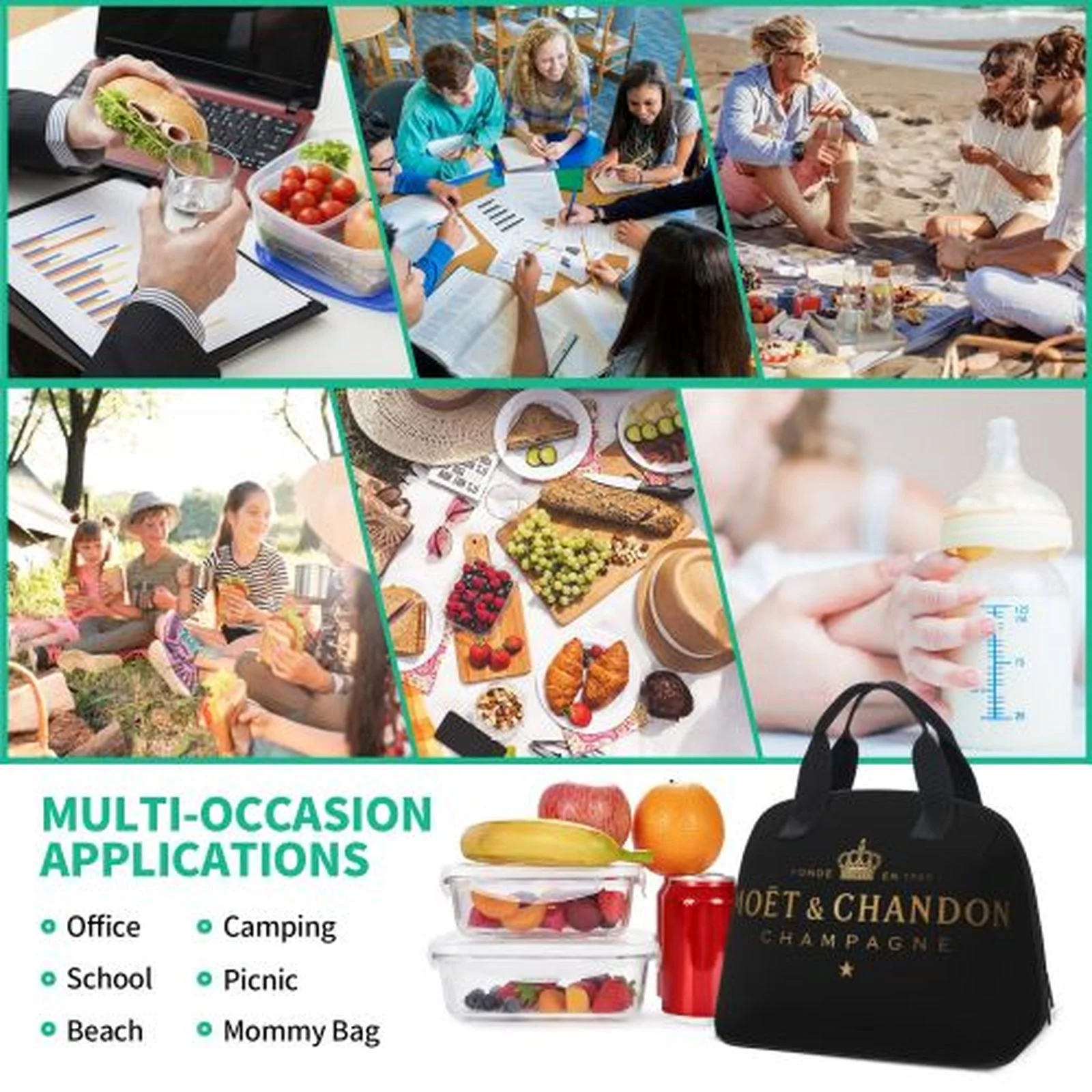 

Moet Clicquot Fashion Shell Lunch Bag Lunch Bag Insulation Bag Multi-purpose Keep Warm and Cold_dyj03