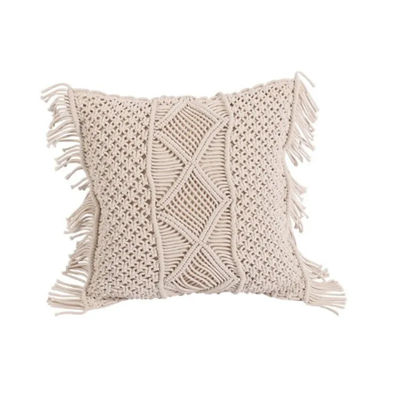 Boho Чехлы 100% из хлопка и льна горного хрусталя макраме Подушка Чехол в богемном