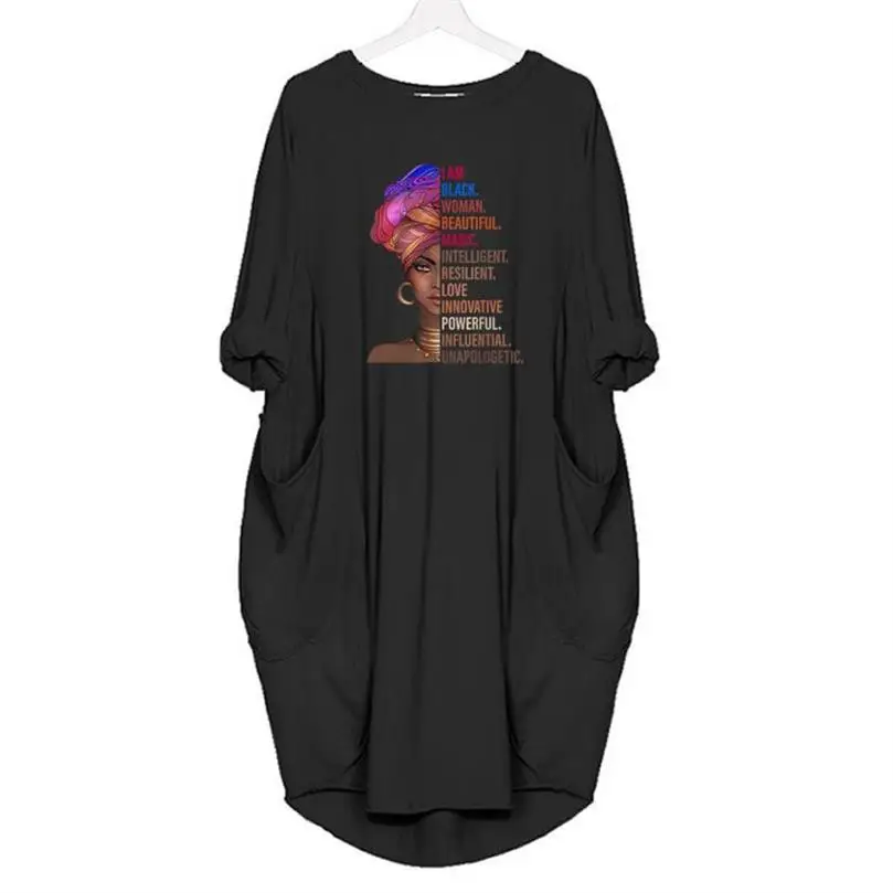 Женское платье с длинным рукавом I Am Black винтажное из 2021 хлопка в африканском