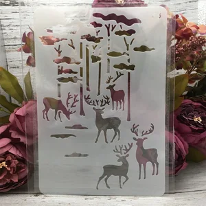 1 шт. 26*17 см олень Forrest DIY слойные трафареты настенная живопись Скрапбукинг раскраска тиснение альбом декоративная карта шаблон