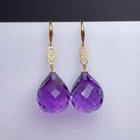 shilovem 18k yellow gold piezoelectric amethyst stud earrings fine jewelry women trendy party classic new 1316mm myme1316555z
