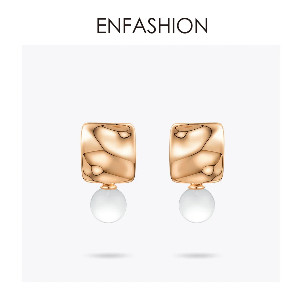 ENFASHION капли воды форма Кристалл Висячие серьги для женщин милые геометрические висячие серьги, ювелирные изделия Kolczyki EC191064 - Окраска металла: Rose gold color