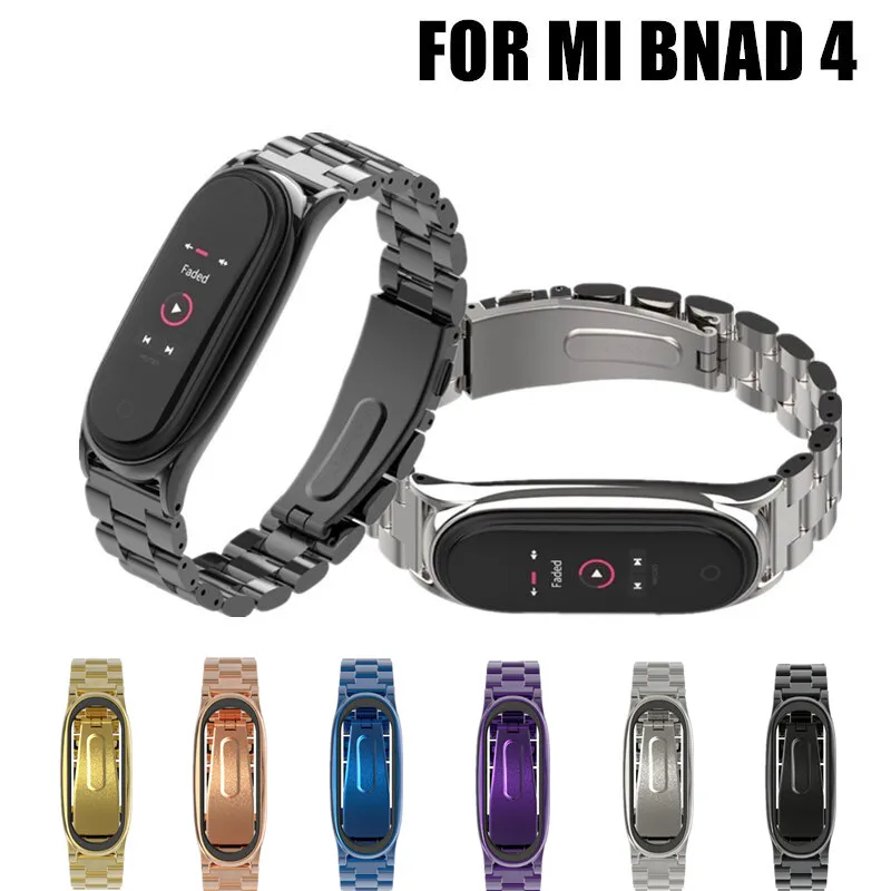 Mi Band, 4 ремешка, металлическая нержавеющая сталь для Xiao mi Band, 4 ремешка, совместимый браслет mi band4, браслеты mi Band 4
