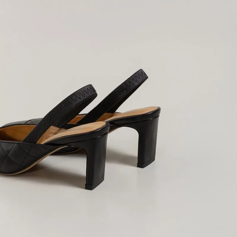 

Elegant Office Ladies Dress Pumps Shoes 2021 Summer New Genuine Leather Square Toe Slip On Shallow High Heels Woman Big Size 40