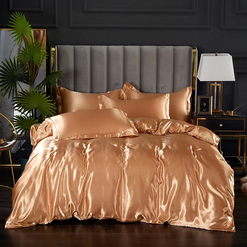 

J Silk The New One-Piece Imitation Tencel Quilt Cover Soft Skin-Friendly Solid Color Quilt Cover（No Pillow Cases）Beddings